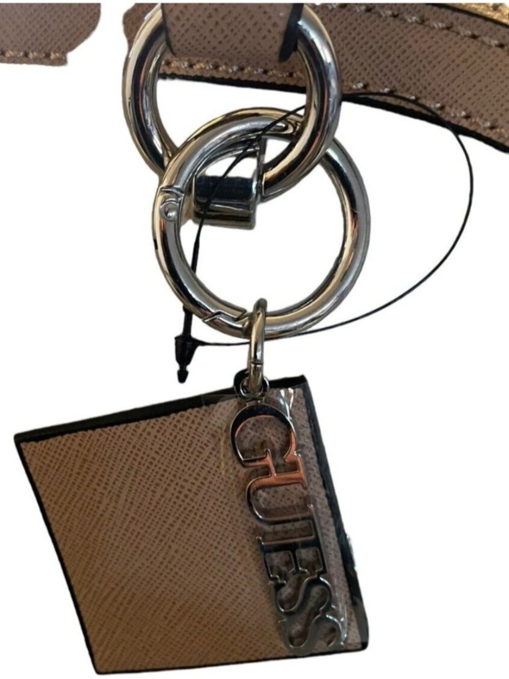 Guess Signature Logo Menville Satchel Crossbody Handbag Tan & White - Picture 6 of 16